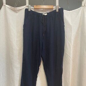 Navy Blue Loose Linen/Viscose Pants